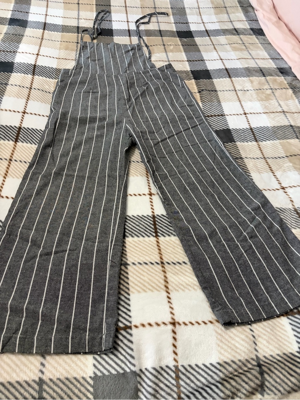 emory park Pinstriped Wide-Leg Jumpsuit in Gray